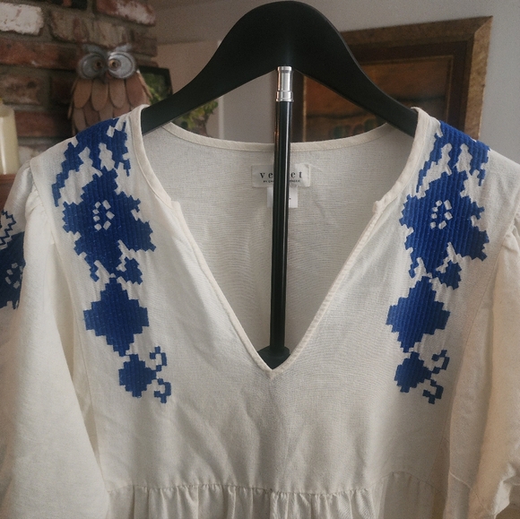 Anthropologie Velvet by Graham & Spencer Embroidered Boho Peasant Dress - Picture 2 of 10